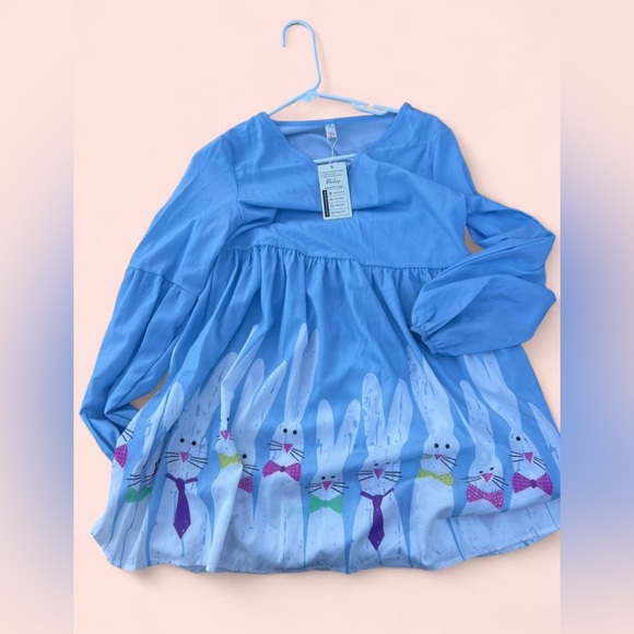 Blue Dress with Bunny Print - Picture 1 of 2